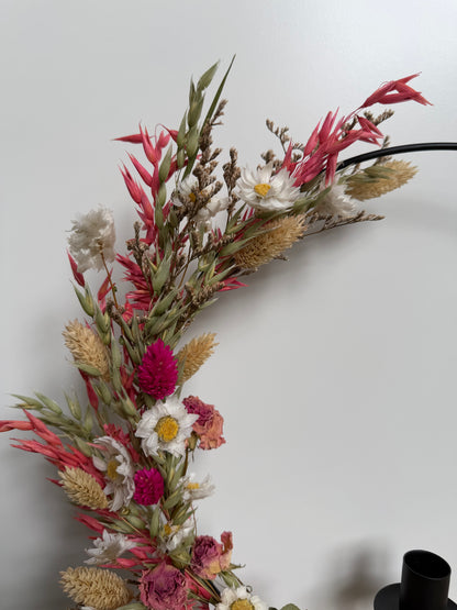 Droogbloemen ring met kandelaar