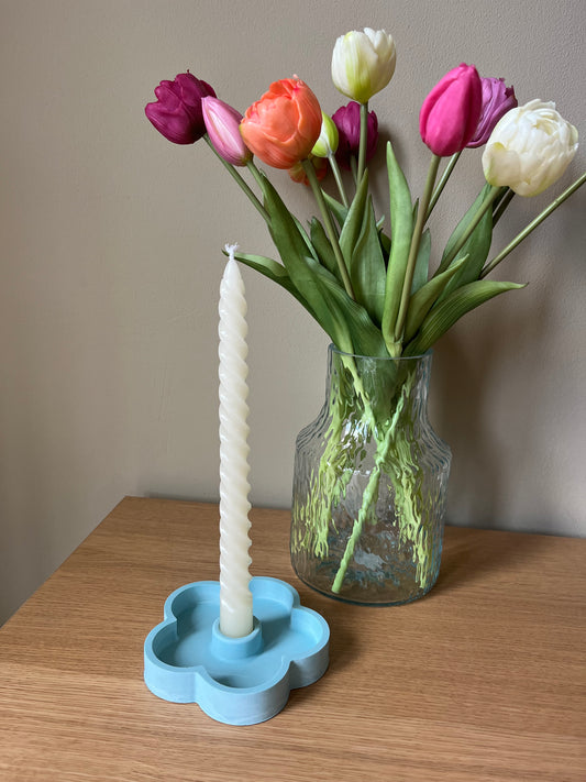 Kaarsenhouder bloem blauw