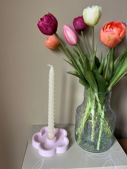 Kaarsenhouder bloem licht roze