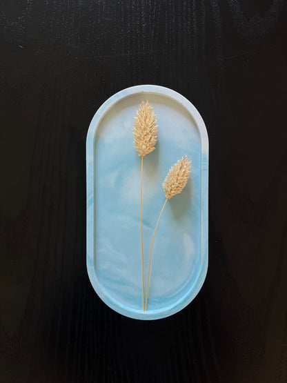Plateau marmer blauw/wit