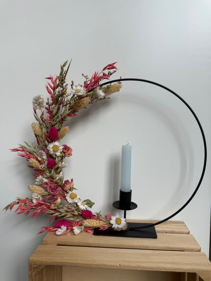 Droogbloemen ring met kandelaar